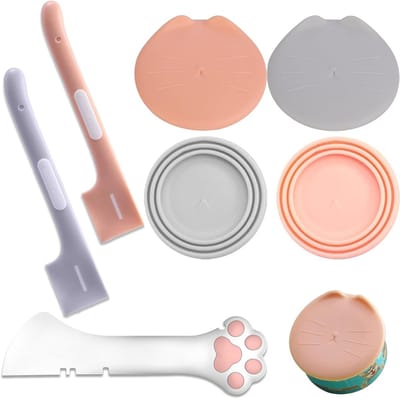 Allecto Plus - Multifunctionele Siliconen Pet Food Lepel en Deksel Set voor Honden en Katten - Voedsellepel en Blikje Deksel - Natvoer Siliconen Deksel voor Huisdieren - Premium Kwaliteit