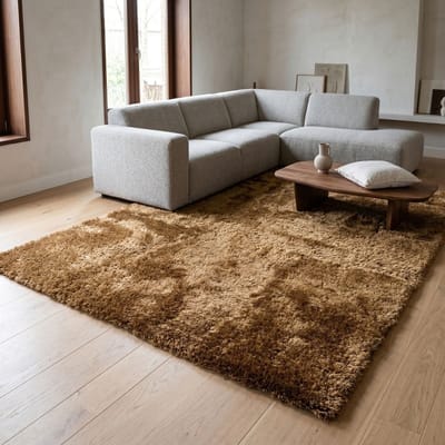 DÉJA Living Vloerkleed 240x340cm - Hoogpolig Goud Stof - Lavar Mix