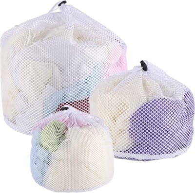 Thijox - 3 Stuks Wasnetten voor Wasmachine, Herbruikbare Waszak met Trekkoord, Mesh Waszakken voor Truien, Jeans, Blouses, Ondergoed, Beha, Jassen en
