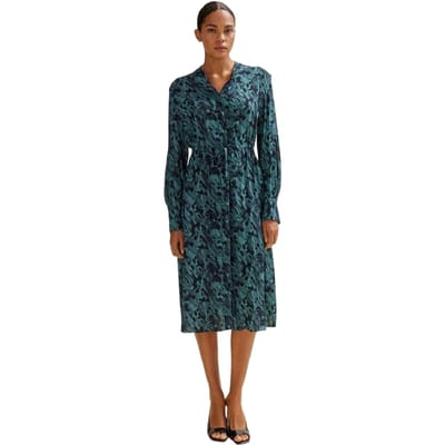Boss Dames Dalati Abstract Kraag Midi Shirtjurk (Groen)