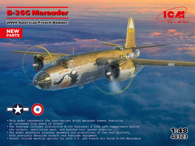 ICM Modelbouwpakket Vliegtuigen - 48323 Martin B-26G Marauder - WWII Amerikaans/Frans Bommenwerper - Propeller Vliegtuig Plastic - 1:48 - Modelbouw