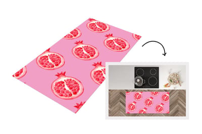 Keukenloper - Loper keuken - Fruit - Sjablonen - Roze - 120x60 cm - Keukenloper vinyl