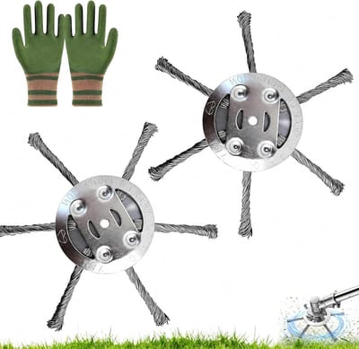 Onkruidborstel Set - Trimmerkop Staaldraad - Tuin Reinigen - Universele Pasvorm - 2 Stuks - Metaal