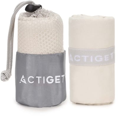 Actiget® Strandlaken | Badlaken | Sneldrogend | Strandhanddoek | Microvezel | 80 x 40 cm | Beige