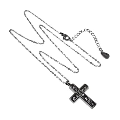 Fijne Ketting met zirkonia Kruishanger, RVS, Verstelbaar 45 tot 50 cm – Unisex
