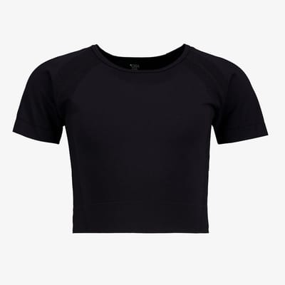 Osaga naadloos cropped meisjes sport T-shirt zwart - Maat 128