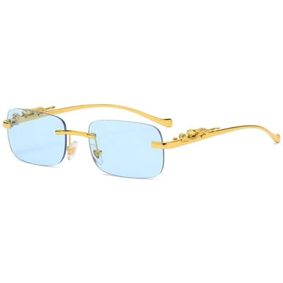 Protection UV Léger Confortable Durable Haute Qualité Rétro Élégant Sans Monture Alliage Métal Léopard Femme Homme Lunettes de Soleil As the picture
