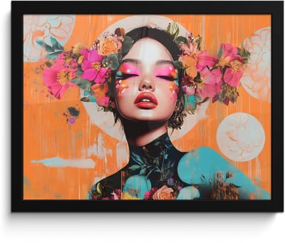 Poster in lijst - Fotolijst 40x30 cm - Posters - Portret - Vrouw - Abstract - Bloemen - Posterlijst zwart - Decoratie - Wanddecoratie woonkamer - Muurdecoratie slaapkamer