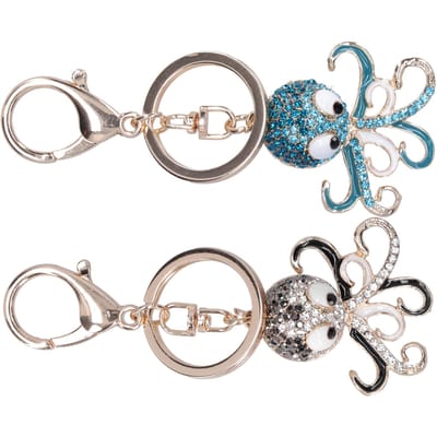 2 STKS Mode Octopus Vorm Strass Sleutelhanger Sleutelhanger Tas Charm Hanger Cadeau(Zwart Blauw ) gray