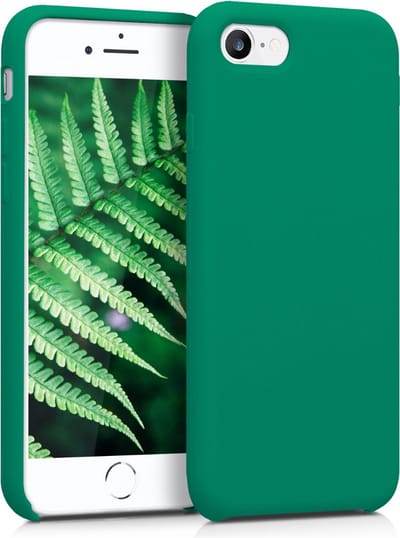 kwmobile telefoonhoesje geschikt voor Apple iPhone SE (2022 / 2020) / iPhone 8 / 7 - Hoesje met siliconen coating - Smartphone case in smaragdgroen