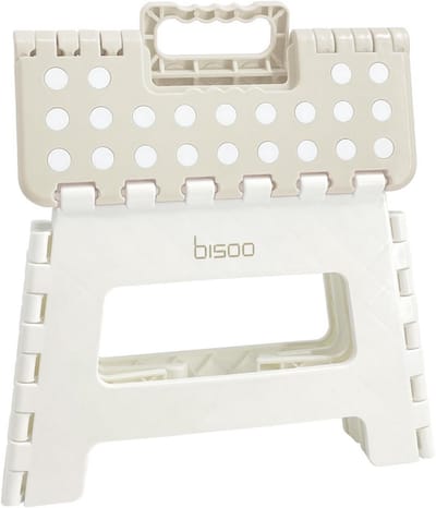 Opstapje voor Kinderen - Opvouwbare Kruk - Zelfstandig worden - Antislip Grip - 22 cm Hoog - Roomkleurig