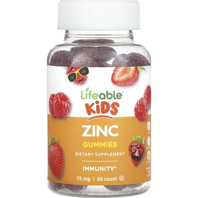 Lifeable, zink gummies voor kinderen, natuurlijke bessensmaak, 15mg, 60 gummies