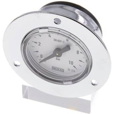 0..10 Bar Paneelmontage Manometer Staal/Messing 40 mm Klasse 2.5 (Voorflens) - MW01040SH-FP