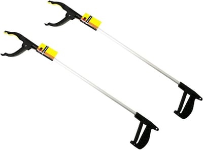 Aluminium grijphulp met magneet 76 cm - 2 stuks - grijptang afvalgrijper handhulpmiddel rugvriendelijk