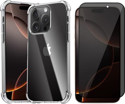 Hoesje geschikt voor iPhone 16 Pro - Privacy Screenprotector Volledig Dekkend Glas - Shockproof Transparant met Extra Hoekbescherming