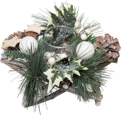 JJA - Theelichthouder bosster 20 cm kerstdecoratie
