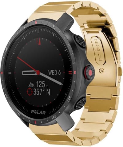 Strap-it Luxe metalen bandje - geschikt voor Polar Grit X / Grit X Pro / Vantage M (1) / M2 / M3 / V3 - goud