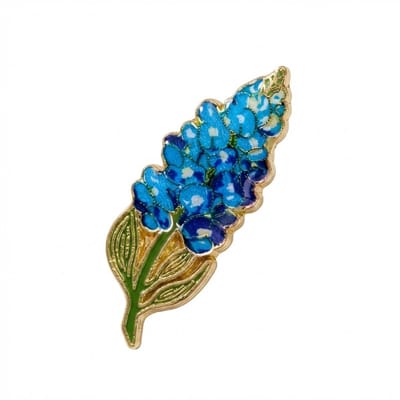 Elegante Jacaranda Bloemen Broche – Blauwe Emaille Bloemenspeld met Goudkleurige Accenten