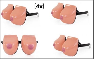 4x Bril met borsten (opklapbaar)3D - Fun bril - Festival feest party bril borsten tieten thema