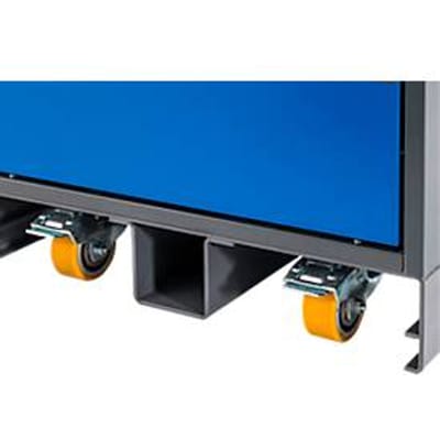 Asecos wielset voor sokkel, voor ION-CORE-90 en ION-CHARGE-90 kasten, voor 590 mm breedte, 2 zwenkwielen en 2 bokwielen, polyurethaan