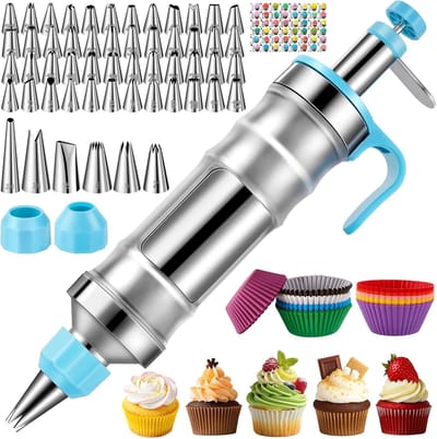 Taarten Bak Set - Decoratie Set - Spuitzakken - Spuitmondjes - Papieren Bekers - Taartdecoratiespuit van RVS - BPA-vrij - Bakken en Decoreren -164 Delig
