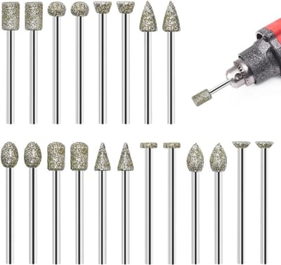 20-delige Diamant Slijpbit Set voor Roterend Gereedschap - Metaal, Steen en Hout Bewerken