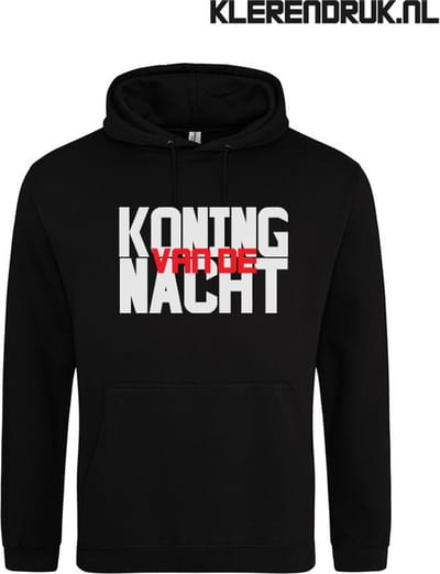 Koning van de nacht | Hoodie | Sweater | Capuchon | Trui | Hooded | Print | Koning van de nacht | Feest | Carnaval | Party | Zwart | Maat XS