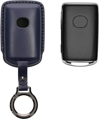 kwmobile leren autosleutel hoesje geschikt voor Mazda 3-Knoppen CX30 CX50 CX60 CX90 MX-30 - Als sleutelhanger met sleutelring - Echt leer in donkerblauw