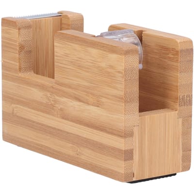 Distributeur de ruban adhésif de bureau, porte-ruban en bois de bambou, outil de papeterie brown