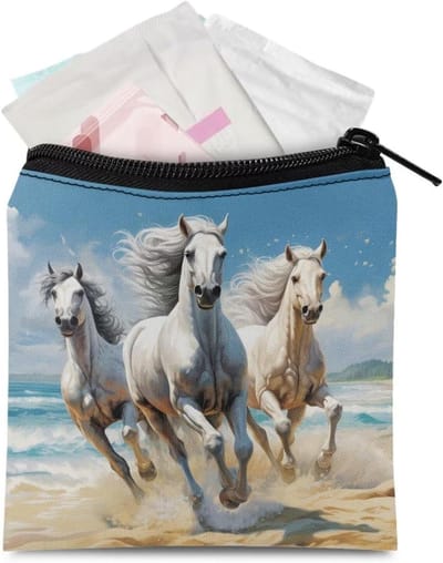 Opbergtas Maandverband - Menstruatie Tas - Hygiënisch Opbergen - Draagbaar en Discreet - 13 x 14 cm - Paard