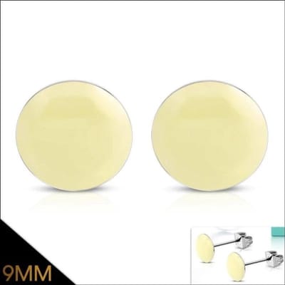 Aramat Jewels | Oorbellen | RVS Ronde Oorbellen Kleurrijk Emaille - Vrolijke Oorstekers | 9mm / Creme | |9mm | Staal | Kinderen, Volwassenen | Verkleurd niet