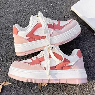 Little White Shoes met dikke zool Kinderen Lente en Herfst Nieuwe Ins Trendy Leren Bovenwerk Veelzijdig Ademend Casual Board Schoenen 40 roze