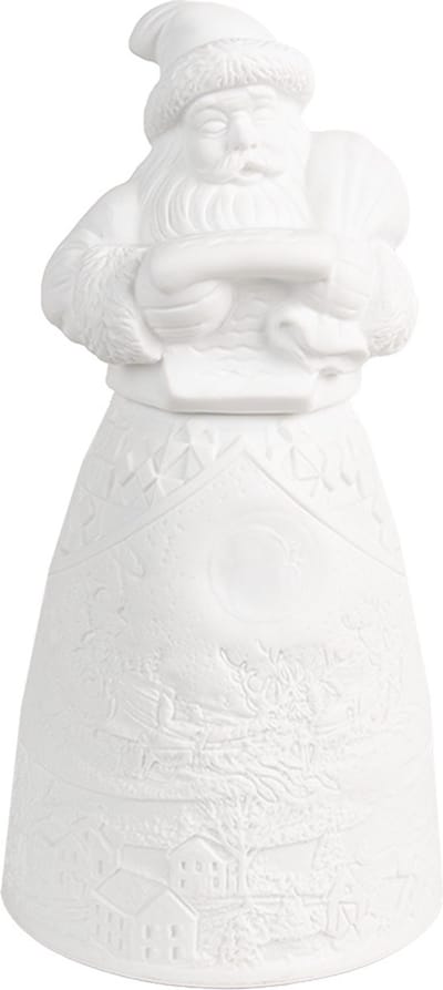 Clayre & Eef Kerstdecoratie met LED-verlichting Kerstman Ø 9x19 cm Wit Porselein