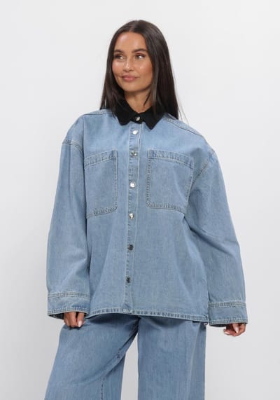 EDITED Amber Shirt Dames - Jurken - Lichtblauw - Maat 36