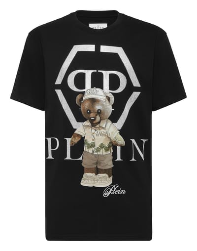 Round Neck T-Shirt Crystal Teddy Bear