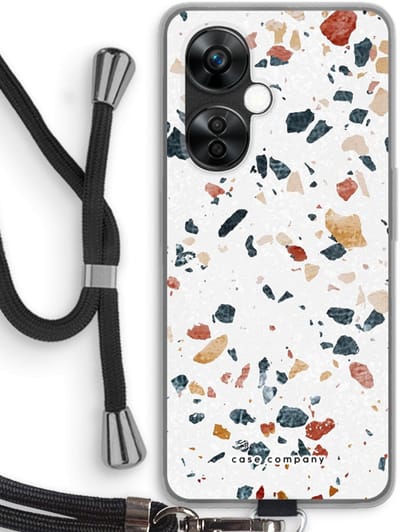 Case Company® - Hoesje met koord geschikt voor OnePlus Nord CE 3 Lite hoesje met Koord - Terrazzo N°4 - Telefoonhoesje met Zwart Koord - Bescherming aan alle Kanten en Over de Schermrand