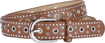 Studs Strass Riem - Bruin | Riemmaat 90 cm | Kunstleer | Fashion Favorite