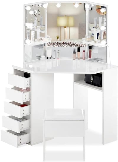 DailySupplies® Make Up Tafel met Spiegel - Kaptafel voor Meisjes - Hollywood Spiegel met Verlichting