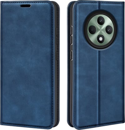 MobyDefend Hoesje - Geschikt voor Oppo Reno12 F - Luxe Wallet Bookcase (Magnetische Sluiting) - Blauw