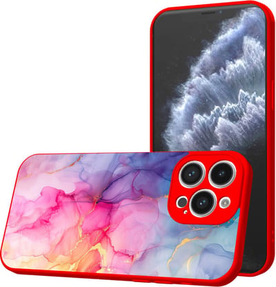 Smartphonica Telefoonhoesje Geschikt voor iPhone 11 Pro met Regenboog Marmer opdruk - TPU Back Cover Case Rainbow Marble Design - Rood geschikt voor iPhone 11 Pro