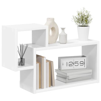 vidaXL - Wandplank - Muurmontage - Wit - 55 - x - 15 - x - 35 - cm - Bewerkt - hout