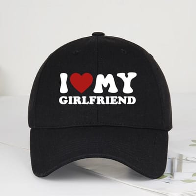 2-Pack Baseballpetten voor Koppels 'I Lov Boyfriend/Girlfriend' Opdruk Klassieke Modieuze Bucket Hats Geschikt Voor Datefeestjes Vak white