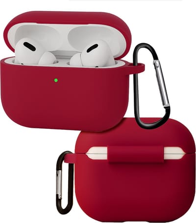 Hoes - Geschikt voor Apple Airpods Pro 3 - Siliconen Hoesje met Clip - Silicone Case Cover - Wijnrood