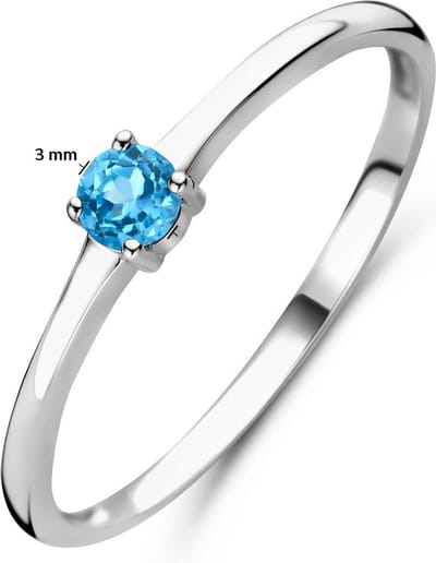 Gerhodineerd Zilver Ring Met Geboortesteen Blauw Topaas December 1337095