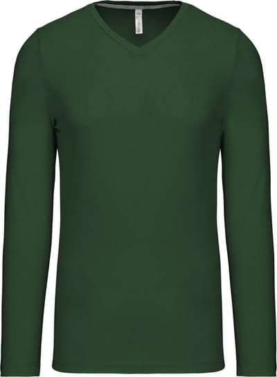 Kariban T-shirt V-hals lange mouwen K358 - Forest Green - 3XL