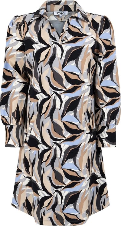Zoso Jurk Erica Printed Travel Dress 244 1195 Grey/blue Dames Maat - M