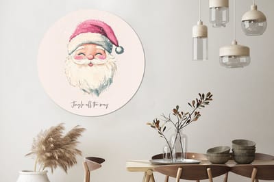 WallCircle - Wandcirkel - Muurcirkel - Kerstman - Kerst - Quote - Beige - Aluminium - Dibond - 140x140 cm - Binnen en Buiten