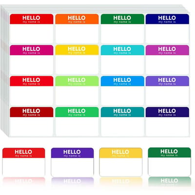 80 stuks Naamstickers Hallo Mijn Naam Is Stickers 6 Kleuren Kleurrijke Naamstickers Voor Kantoorvergadering 3,5  X 2  (10 vellen) blue