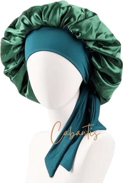 Cabantis® Verstelbaar Bonnet - Satijnen Slaapmuts Unisex – Frizz-vrije Nachtcap met Brede Elastische Band - Satijn Groen