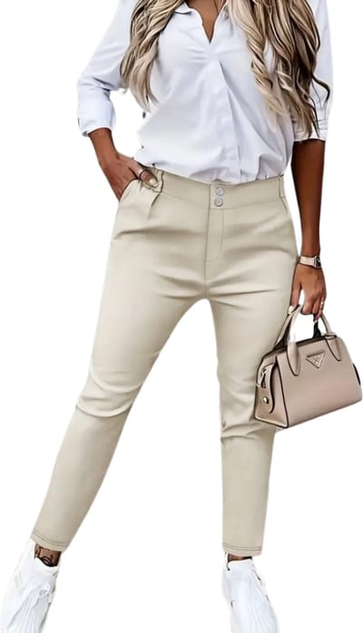 Livano Pantalon Dames - Chino - Golfbroek - Nette Broek - Met Elastische Tailleband - Volwassenen - Abrikoos - S